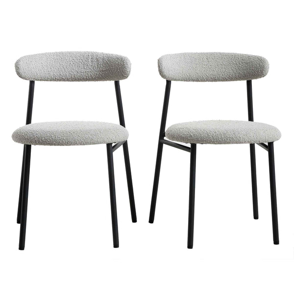 Donna Set of 2 Light Grey Boucle Dining Chairs