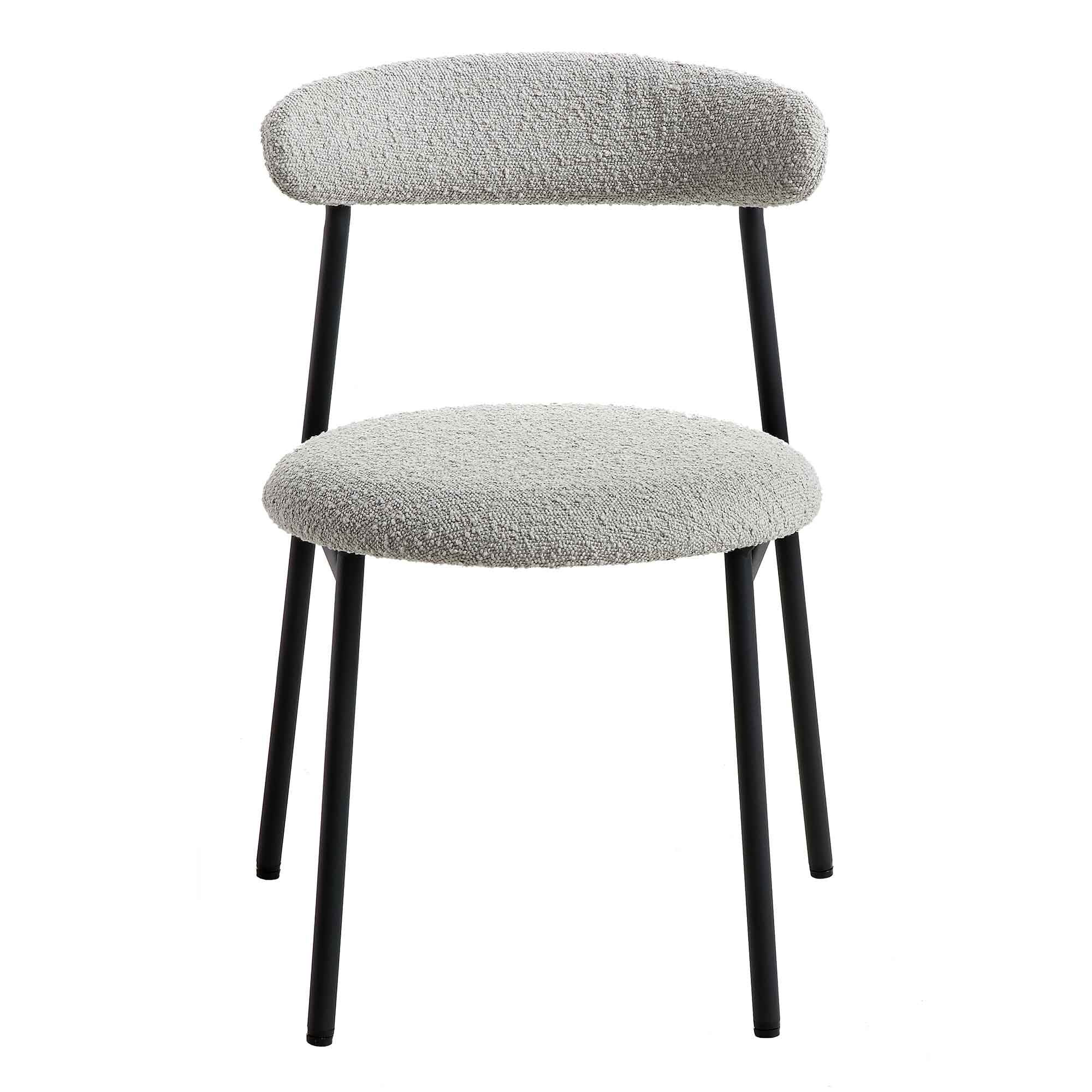 Donna Set of 2 Light Grey Boucle Dining Chairs