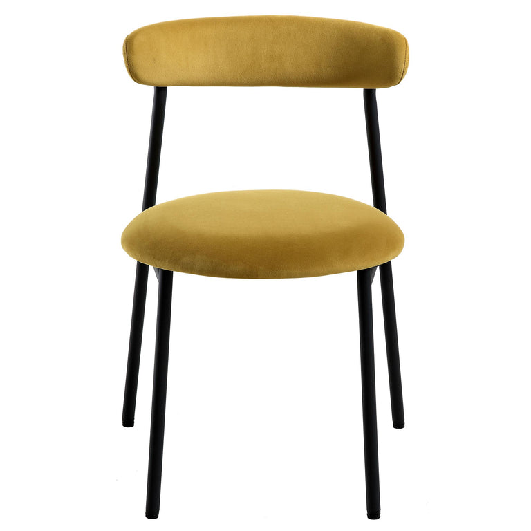 Donna Set of 2 Mustard Yellow Velvet Dining Chairs daals