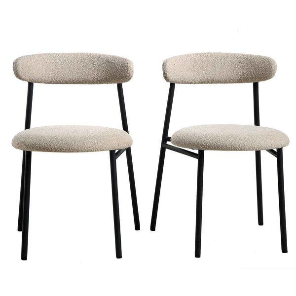 Donna Set of 2 Taupe Boucle Dining Chairs
