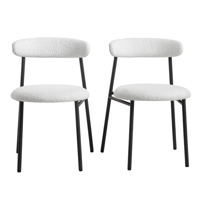 Donna Set of 2 White Boucle Dining Chairs daals