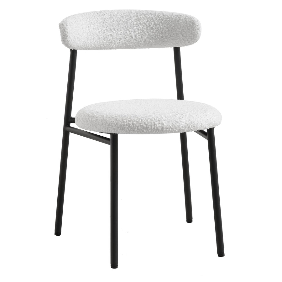 Donna Set of 2 White Boucle Dining Chairs