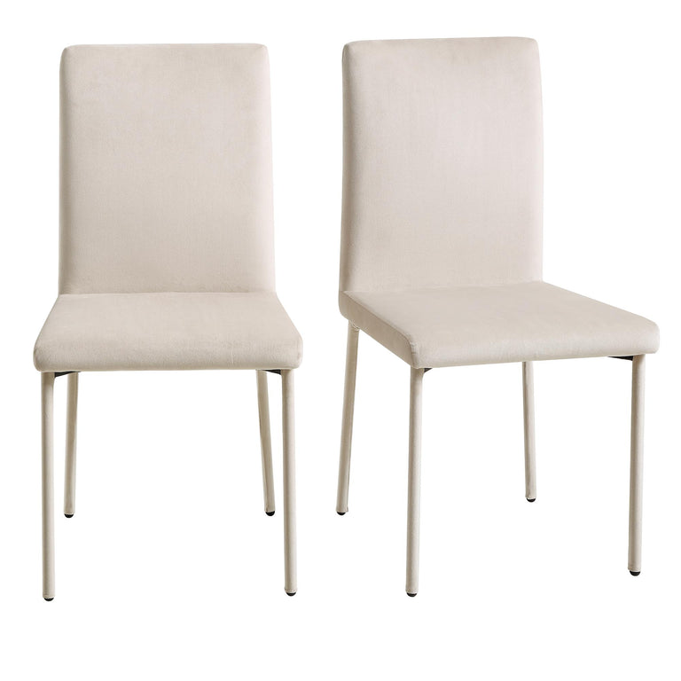 Fernie Set of 2 Champagne Velvet Dining Chairs with Upholstered Legs
