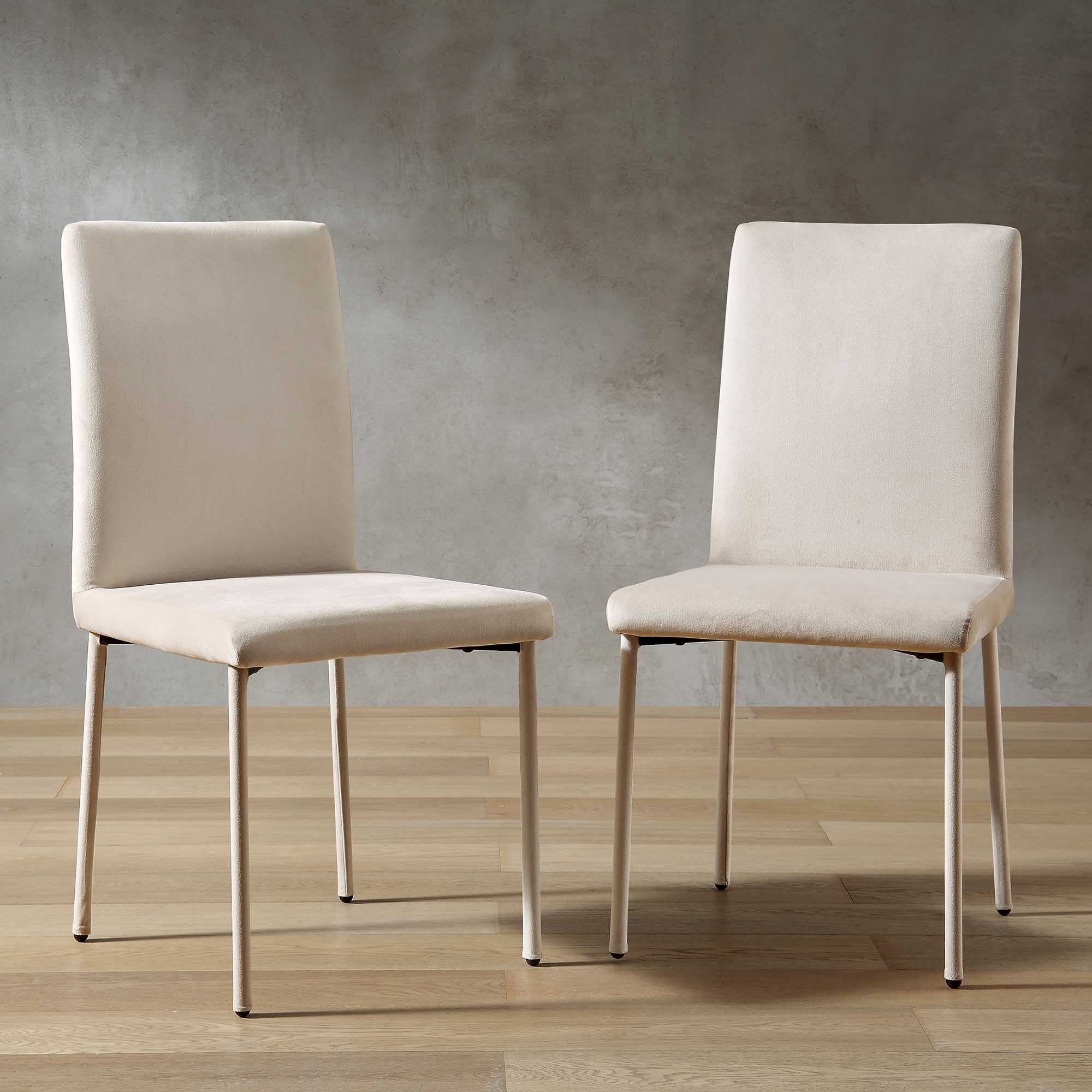 Fernie Set of 2 Champagne Velvet Dining Chairs with Upholstered Legs