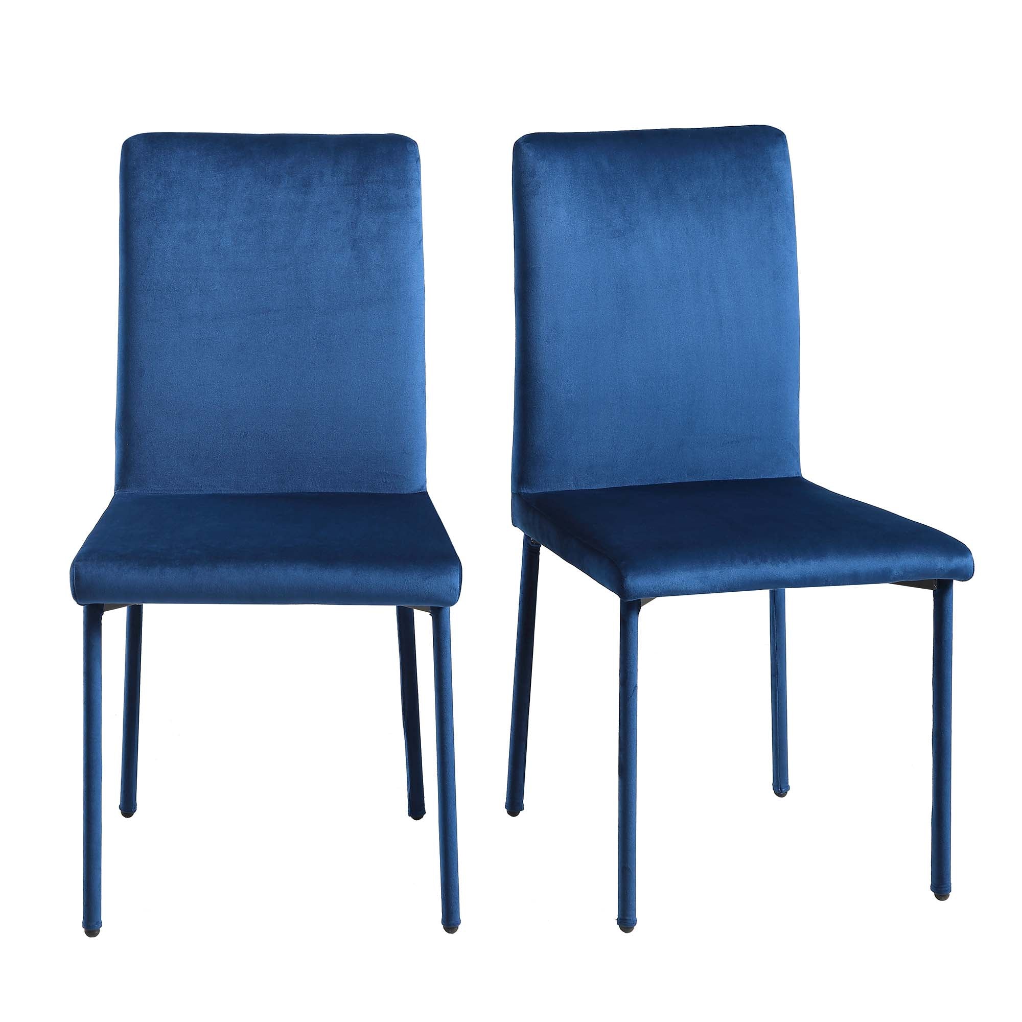 Fernie Set of 2 Navy Blue Velvet Dining Chairs with Upholstered Legs
