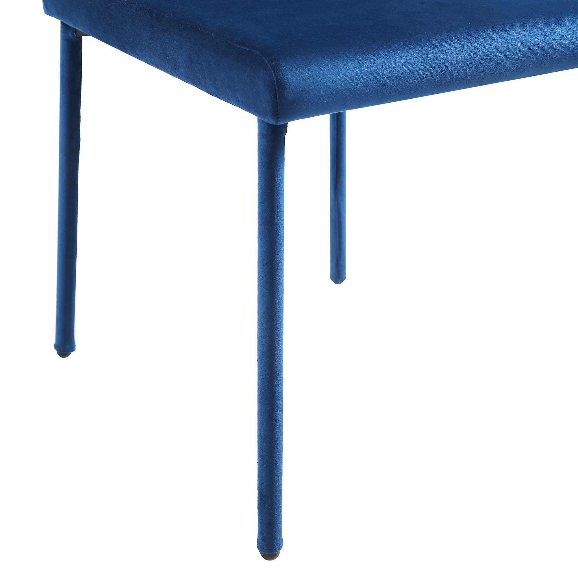Fernie Set of 2 Navy Blue Velvet Dining Chairs with Upholstered Legs