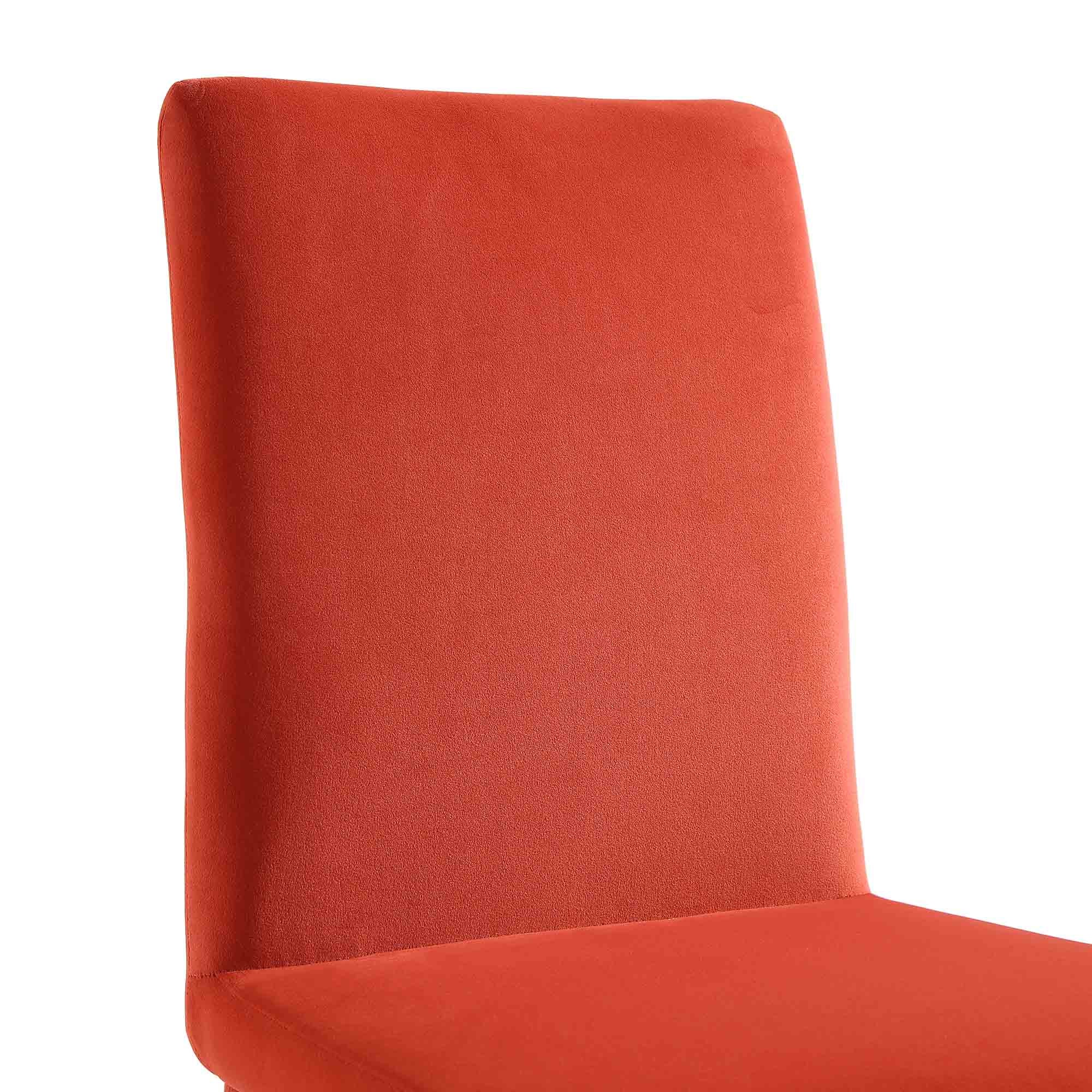Fernie Set of 2 Ochre Burnt Orange Velvet Dining Chairs with Upholstered Legs