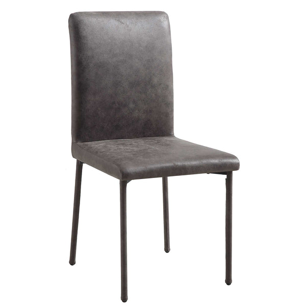 Fernie Set of 2 Steel Grey Vegan Leather Dining Chairs with Upholstered Legs