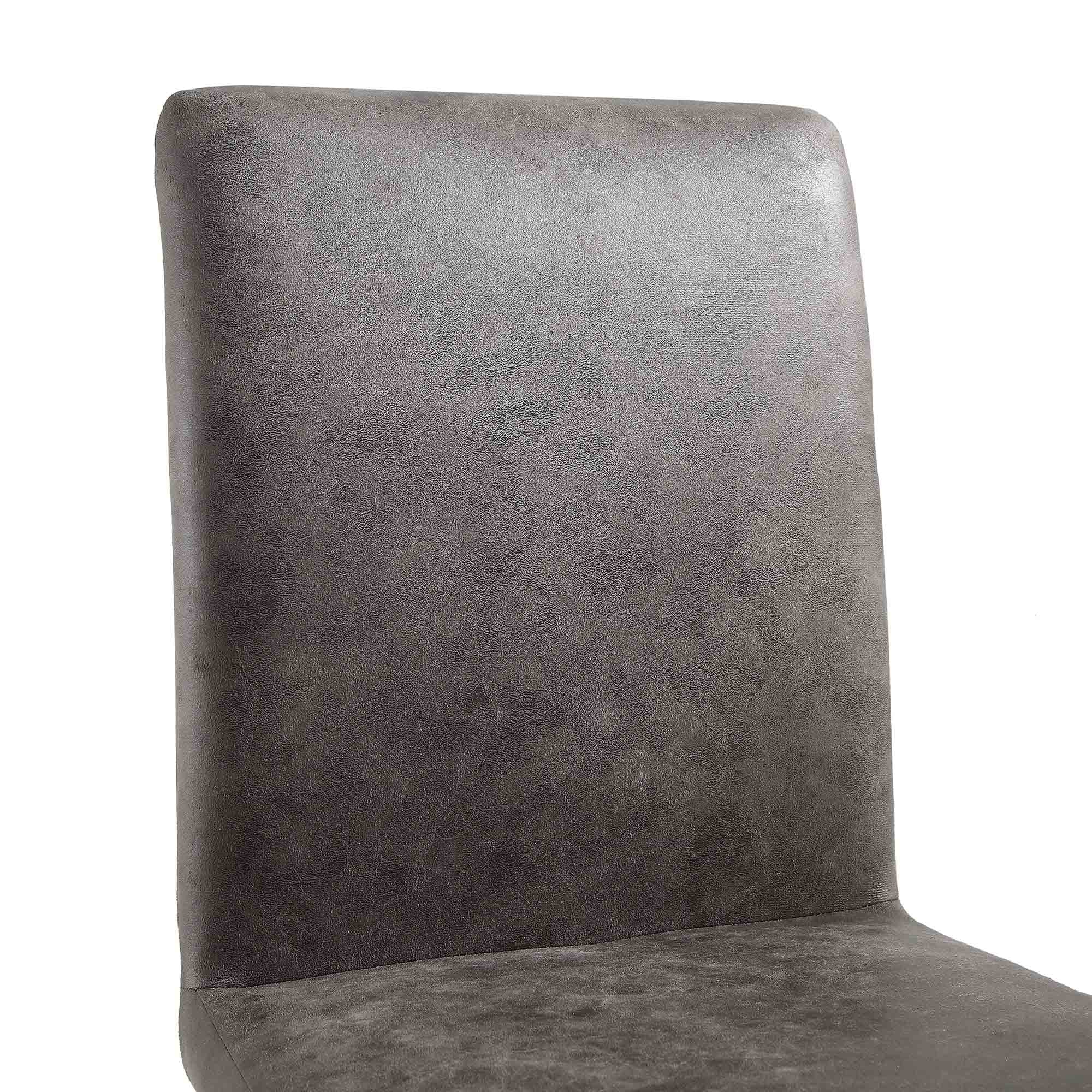 Fernie Set of 2 Steel Grey Vegan Leather Dining Chairs with Upholstered Legs