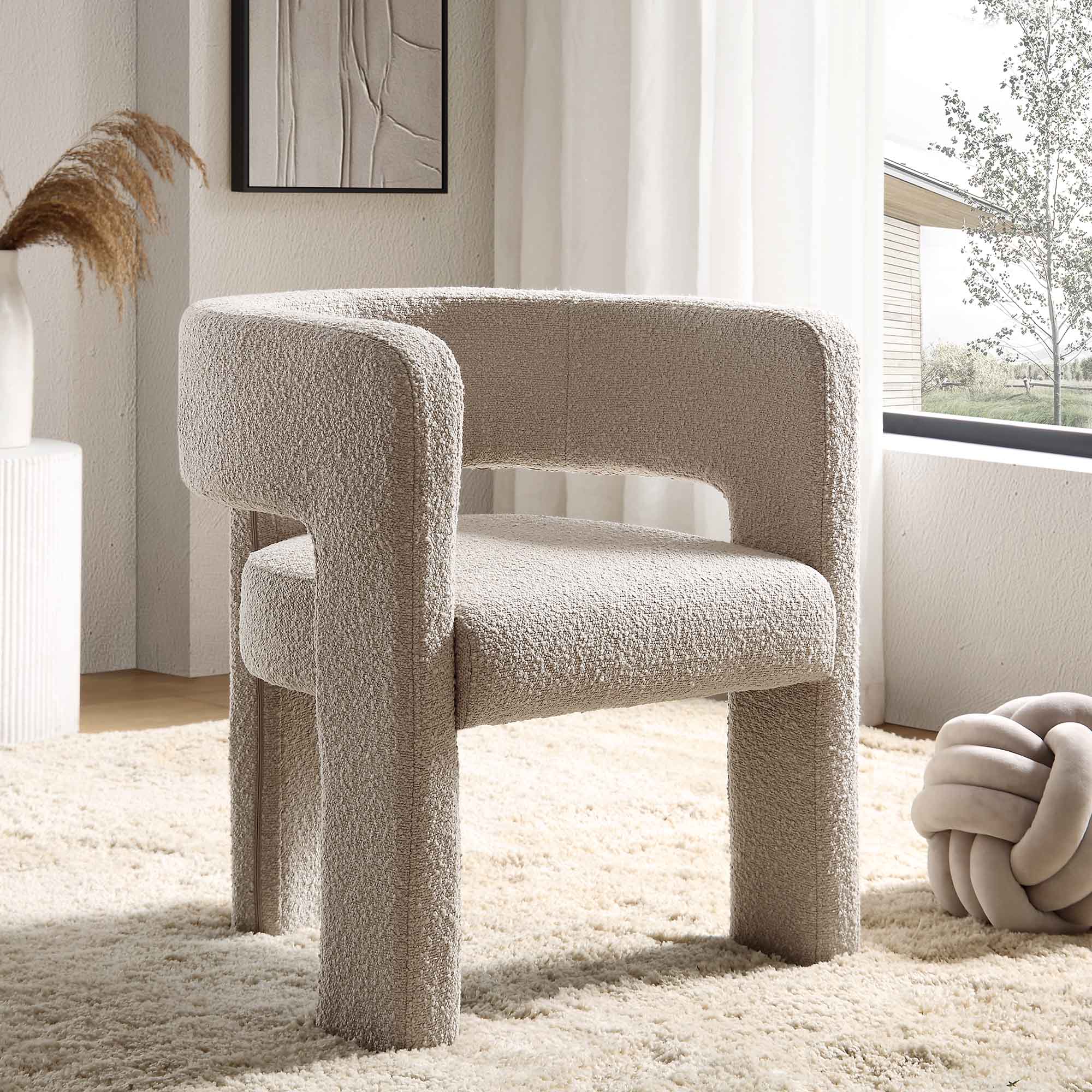 Greenwich Light Taupe Boucle Dining Chair