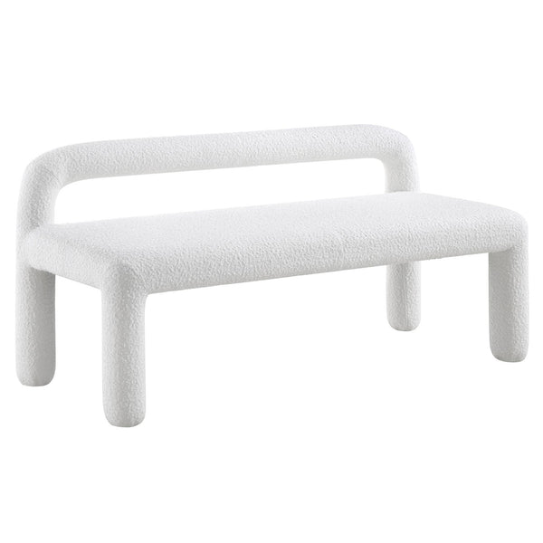 Libby Light White Boucle 3 Seater Dining Bench