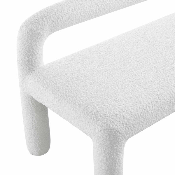 Libby Light White Boucle 3 Seater Dining Bench