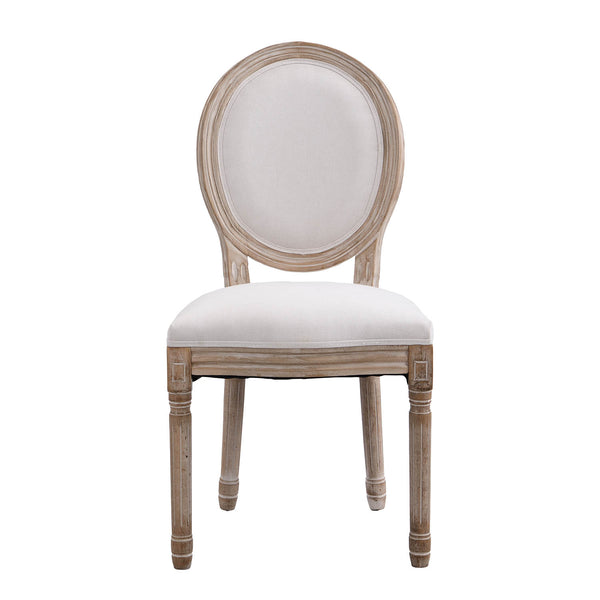 Lainston Set of 2 Classic Limewashed Wooden Dining Chairs, Beige