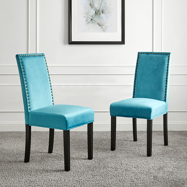 Maidwell Set of 2 Air Blue Velvet Dining Chairs