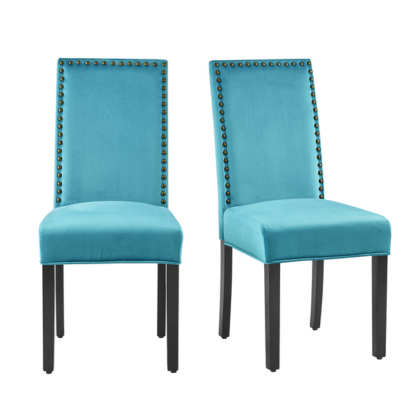 Maidwell Set of 2 Air Blue Velvet Dining Chairs