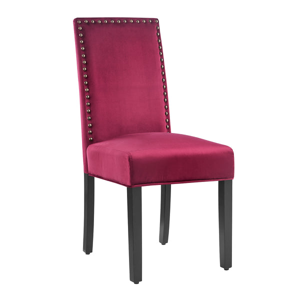 Maidwell Set of 2 Crimson Red Velvet Dining Chairs