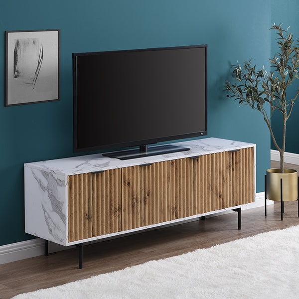 Aspen Oak and Marble Effect 150cm Wide TV Unit