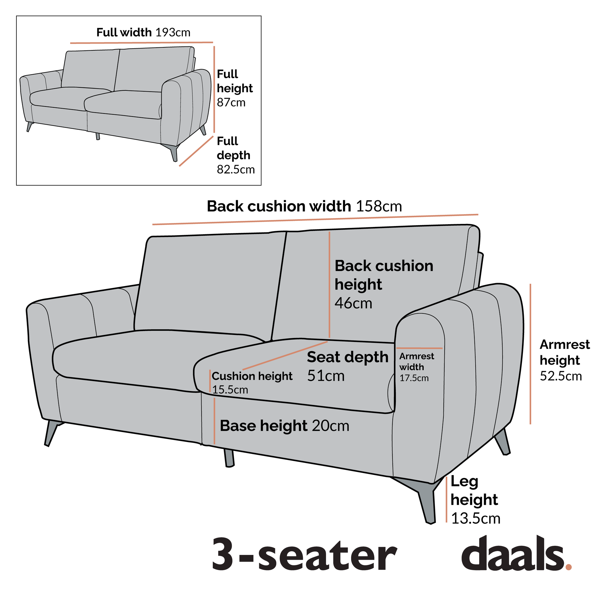 Noak 3-Seater Beige Woven Fabric Sofa with Chrome Legs