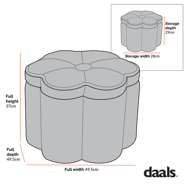 Pollie White Teddy Boucle Storage Stool - daals