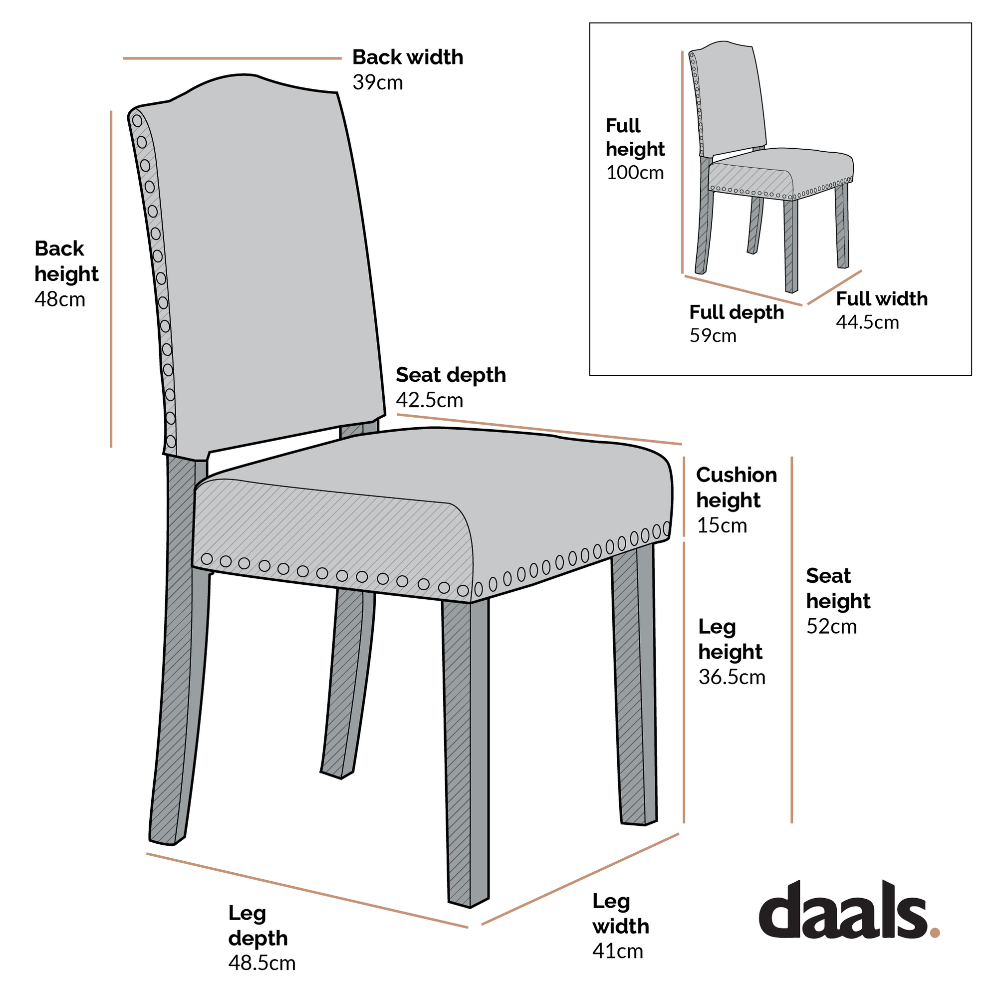 Draycott Set of 2 Grey Fabric Dining Chairs