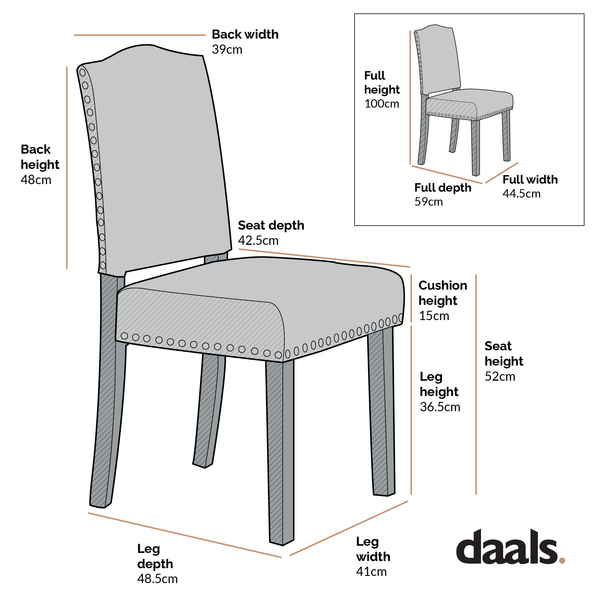 Draycott Set of 2 Grey Fabric Dining Chairs