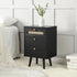 Anya Woven Rattan 3 - Drawer Bedside Table in Black Colour - daals