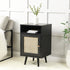 Frances Woven Rattan 1 - Door Bedside Table in Black Colour - daals