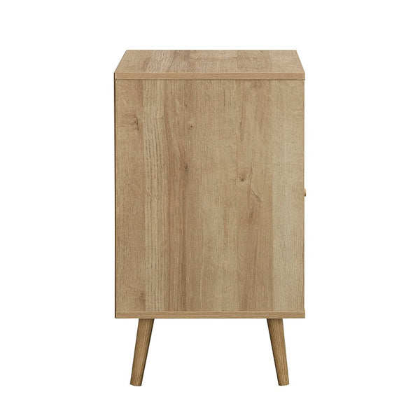 Frances Woven Rattan 1-Door Bedside Table in Natural Colour