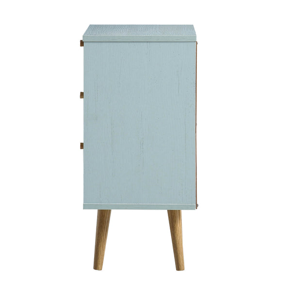 Anya Woven Rattan 3-Drawer Bedside Table in Mint Colour