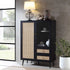 Frances Woven Rattan Display Cabinet, Black - daals