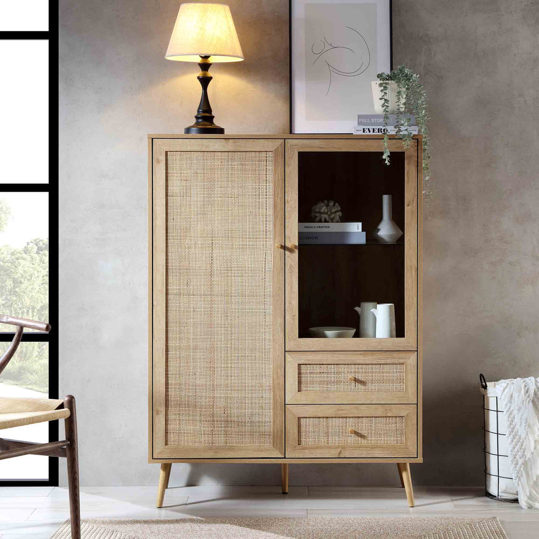 Frances Woven Rattan Display Cabinet, Natural | daals