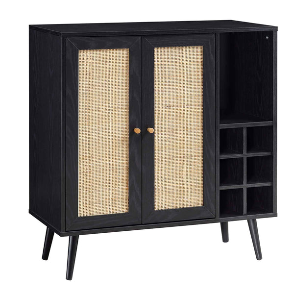 Frances Woven Rattan Drinks Cabinet, Black
