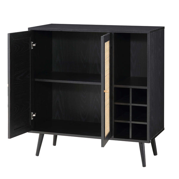 Frances Woven Rattan Drinks Cabinet, Black