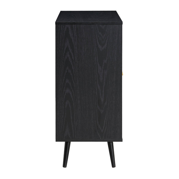 Frances Woven Rattan Drinks Cabinet, Black
