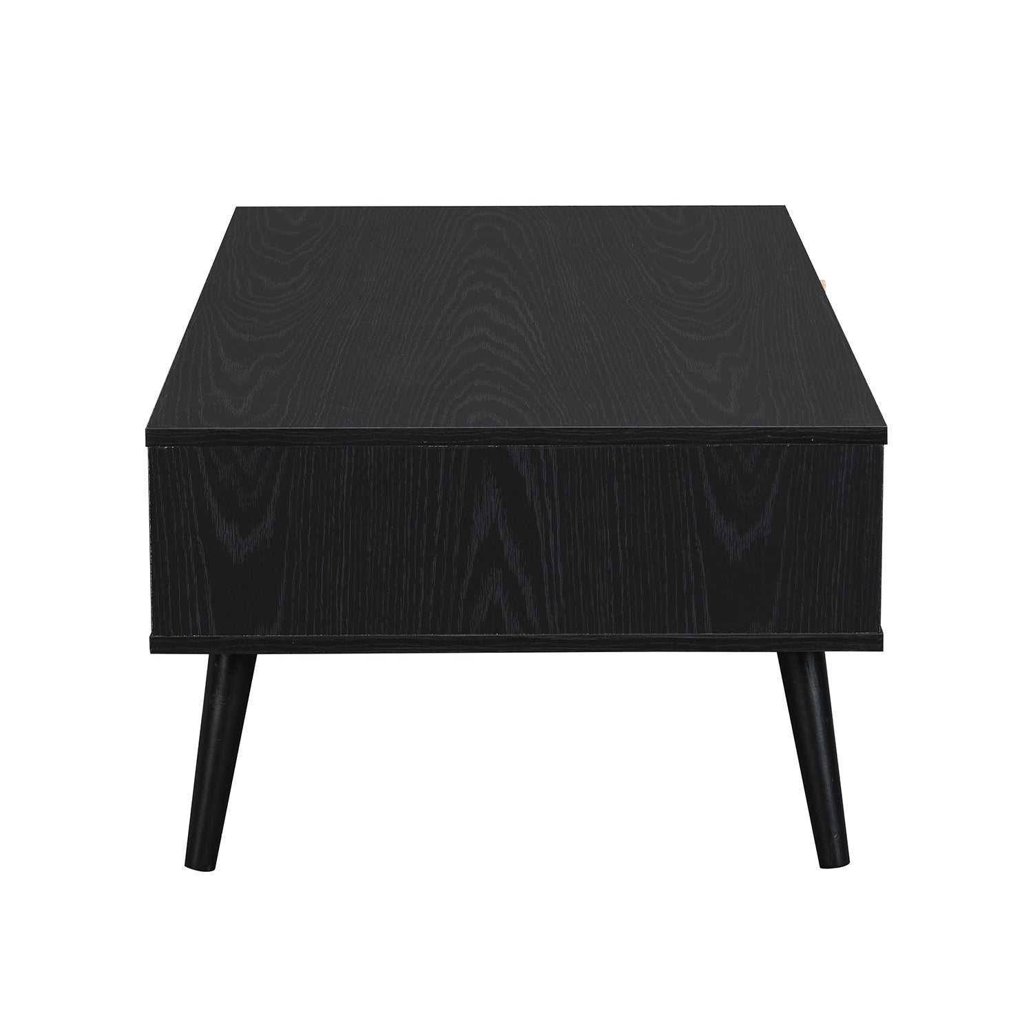 Frances Woven Rattan Wooden Coffee Table in Black Colour
