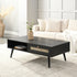 Frances Woven Rattan Wooden Coffee Table in Black Colour - daals