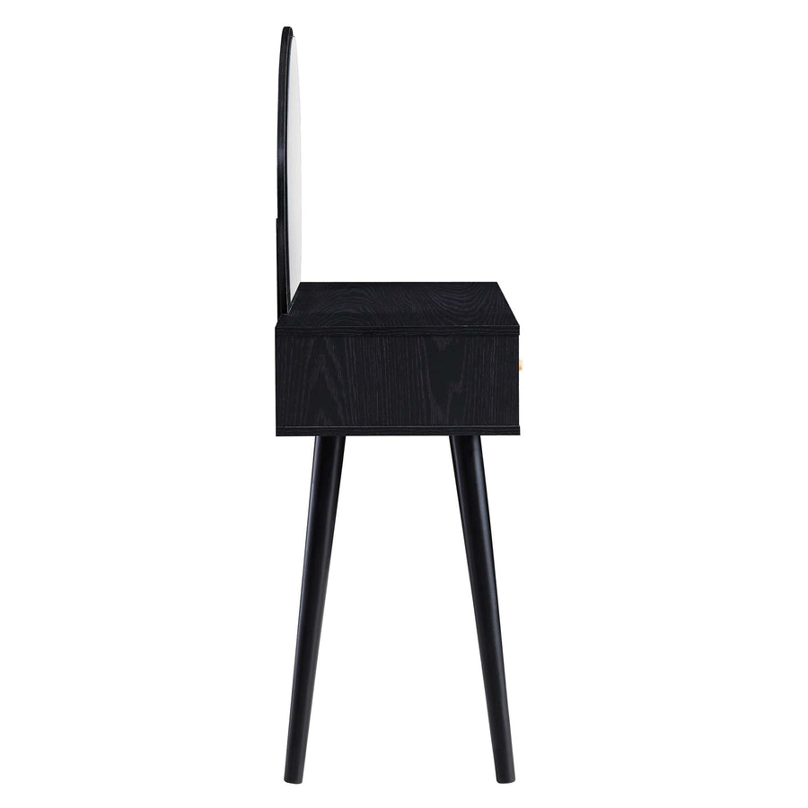 Frances Woven Rattan Dressing Table with Mirror, Black