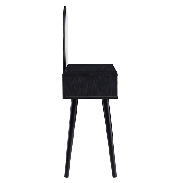 Frances Woven Rattan Dressing Table with Mirror, Black