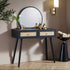 Frances Woven Rattan Dressing Table with Mirror, Black - daals