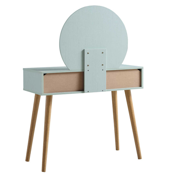 Frances Woven Rattan Dressing Table with Mirror, Mint