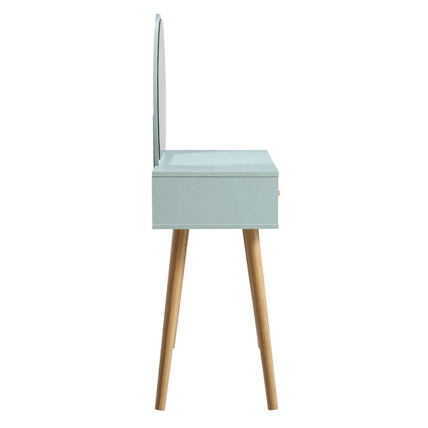 Frances Woven Rattan Dressing Table with Mirror, Mint