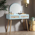 Frances Woven Rattan Dressing Table with Mirror, Mint - daals