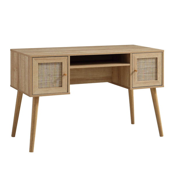 Frances Woven Rattan 2-Door Desk, Natural