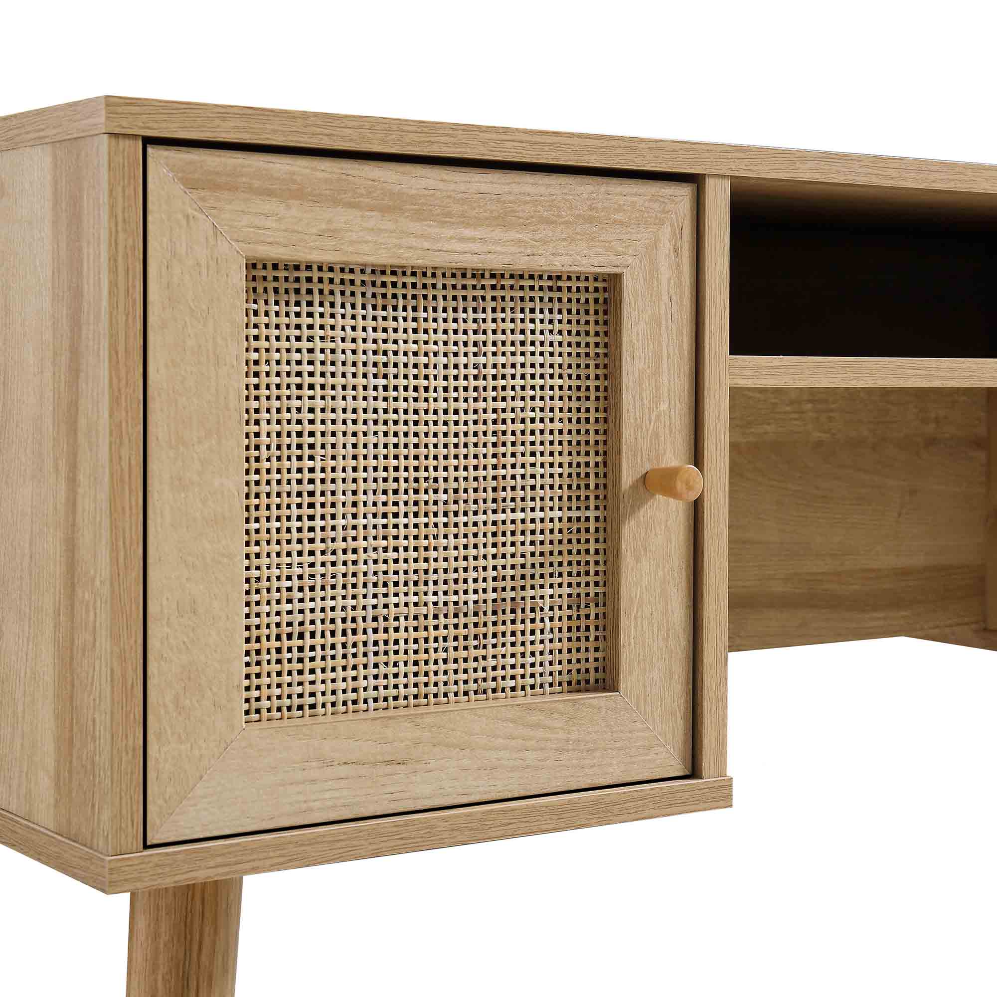 Frances Woven Rattan 2-Door Desk, Natural | daals