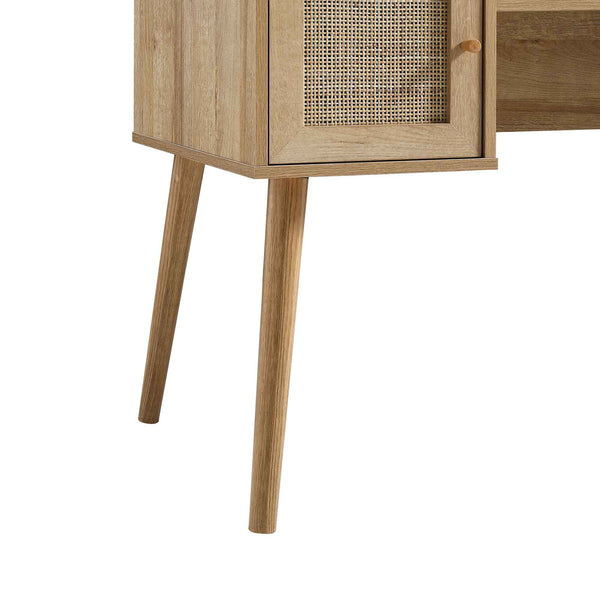 Frances Woven Rattan 2-Door Desk, Natural