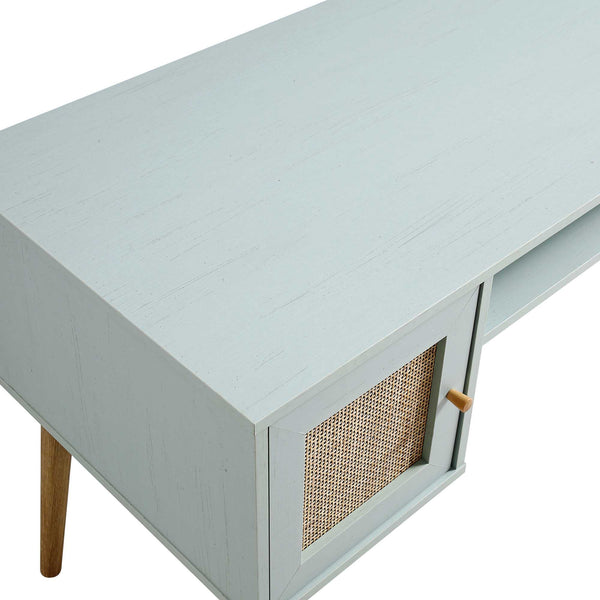 Frances Woven Rattan 2-Door Desk, Mint