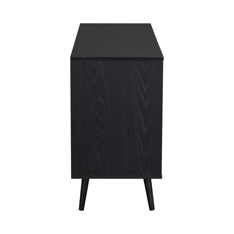 Frances Woven Rattan 3-Door Sideboard, Black