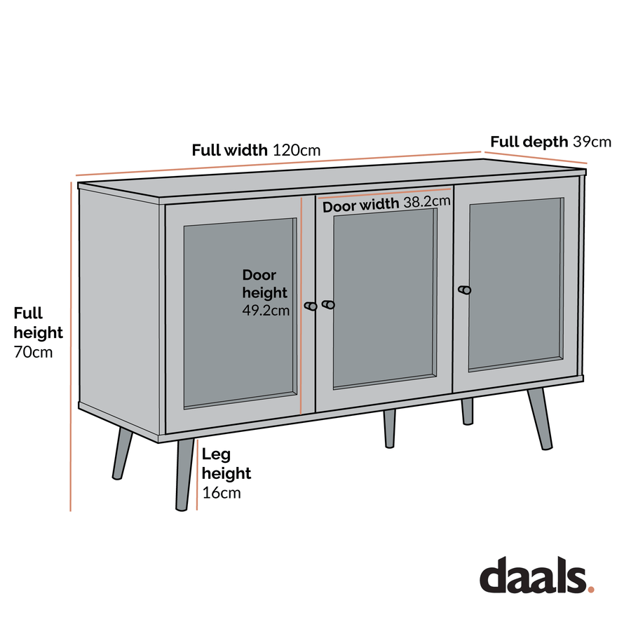 Frances Woven Rattan 3-Door Sideboard, Natural