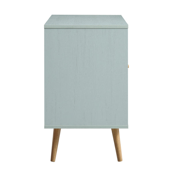 Frances Woven Rattan 1-Door Cabinet in Mint