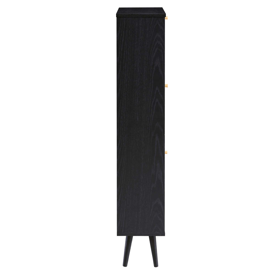 Frances Rattan 3 Tier Shoe Storage Cabinet, Black - daals